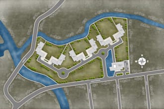 render master plan, site plan, landscape plan, property map