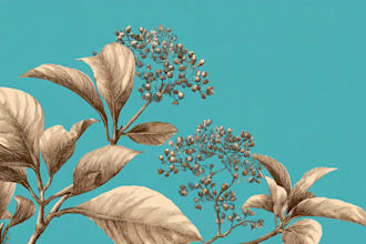 draw botanical illustration of flower, plant and logo