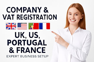 company and vat registration for UK US portugal france expert business setup