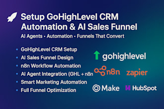 setup gohighlevel crm  automation, expert, ai agent ghi, n8n ai sale funnel
