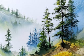 draw a watercolor landscape illustration