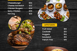 design professional restaurant menu and cards