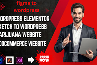do figma wordpress  elementor marijuana website woocommerce website xd elementor