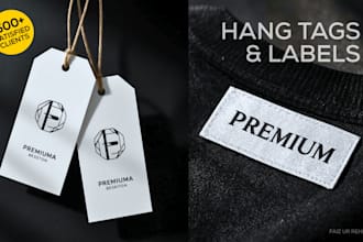 design clothing hang tag, neck label, wash care label, woven clothing label