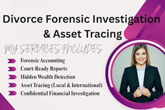 conduct divorce forensic investigation and asset tracing
