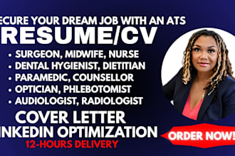 write medical, healthcare, surgeon midwife, registered nurse, dentist ats resume
