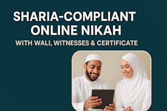 sharia compliant islamic marriage with wali, witnesses certificate