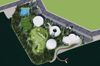 remodel 3d golf environment, golf club, golf holes,sport arena, landscape render