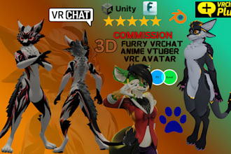 create custom 3d furry vrchat avatar, nsfw avatar for commission pc, quest