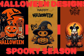 create halloween tshirt designs, cosplay armor, book merch and oni masks