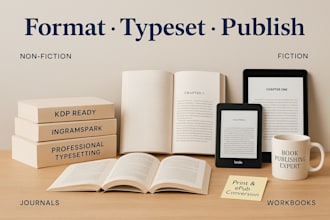 format paperback, kindle ebook and typeset your manuscript