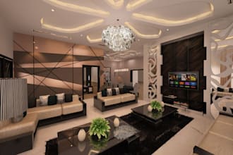render luxurious house, redesign large unit area, dinning area, hall decor, skp