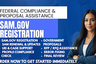 assist with sam gov registration and  government contract proposals