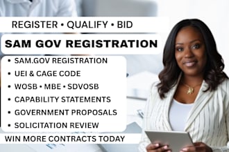 assist with sam gov registration and  government contract proposals