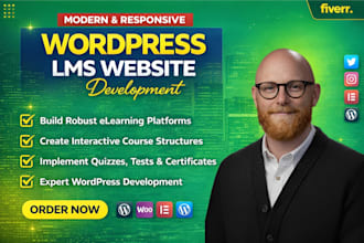 build wordpress elearning lms website membership website with learndash tutorlms