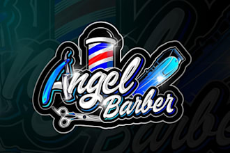 design custom barber, barbershop, logo