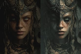 do a fantasy horror character logo and portrait