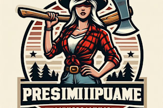 design high quality lumberjack axes vintage logo with t shirt design