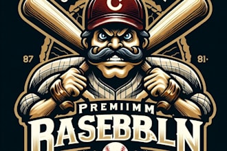 design high quality baseball mascot logo t shirt design