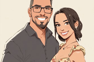 draw a beautiful couple portrait