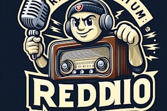design high quality vintage radio logo with t shirt design