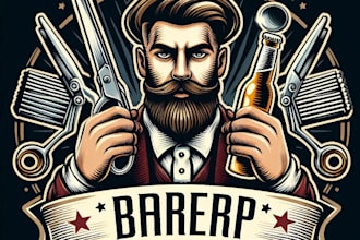 design high quality vintage barber shop logo with t shirt design