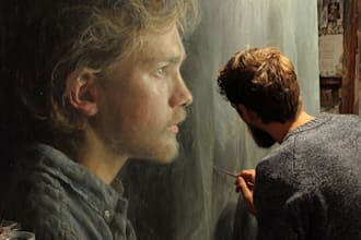draw realistic pet portrait into digital oil painting