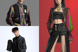 create technical fashion illustration, flat drawing, pattern