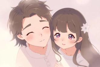 create your anime couple art portrait for you