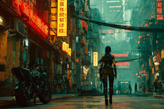 create cyberpunk futuristic city landscape or sci fi concept
