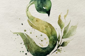 design a custom and elegant watercolor logo for you