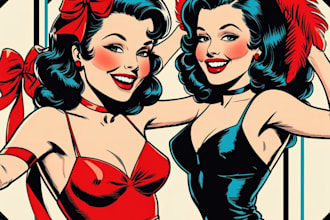draw a pin up girl and pin up girl illustration