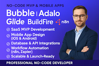 be n8n bubble io glide buildfire adalo mobile app saas mvp website developer pro