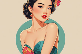 pin up girl and pin up girl illustration