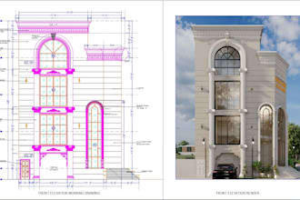 create professional 2d cad drawing with autocad, revit