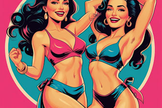 design pin up girl and pin up girl illustration