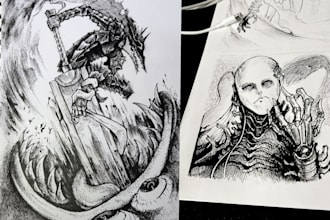 draw a detailed ink illustration