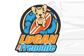 design mascot surfing french bulldog logo