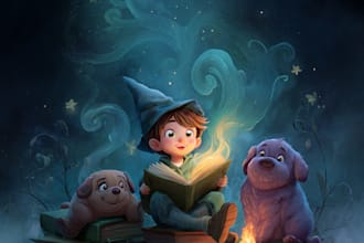 illustrate fantasy book, children book cover, e book cover design