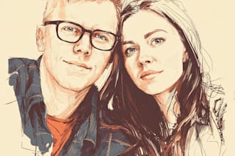 draw couple portrait illustration