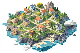 do custom map illustration, isometric map, site map design