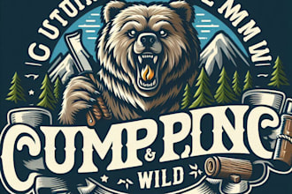 design high quality vintage wild camping logo with t shirt design