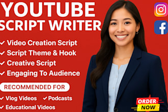be your script writer for script writing youtube video script documentry