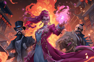 do a professional illustration, splash art, comic cover, book cover