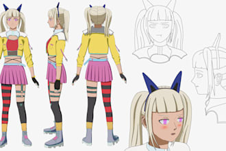 draw character reference sheet in anime style