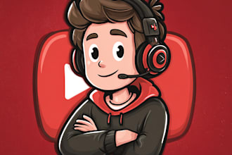 draw awesome cartoon youtube gaming banner and logo