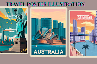 design travel poster vintage poster retro poster art deco flyer illustration