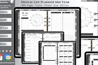 design responsive hyperlinked planner, custom hyperlinked bundle, planner mockup