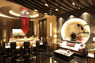 3d restaurant interior, bar parlor, shorefront design, cozy cafe, spa, 3d render