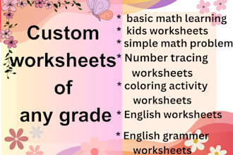 provide maths english and activities worksheets